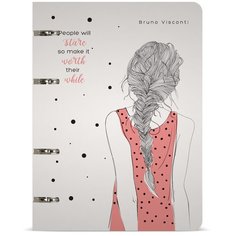 Тетрадь со сменным блоком BrunoVisconti, А5 (165 х 210 мм), "девушка С косичкой" 80л, в точку, Арт. 7-80-632/05