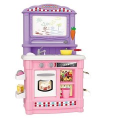 Игровой набор-кухня BE IN FUN "Кухня художника" (сборный,52х75 см, функциональный кран с водой, доска с фломастерами, свет, звук, розовый)