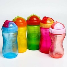 Поильник детский с трубочкой, 340 мл, цвета микс (комплект из 3 шт) Mum&Baby