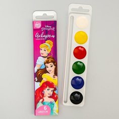 Акварель медовая «Принцессы», 6 цветов, в картонной коробке, без кисти Disney