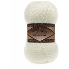 Пряжа Alize ANGORA GOLD SIMLI 01 кремовый. Упаковка - 5 мотков