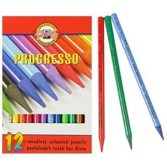 Koh-I-Noor Карандаши художественные 12 цветов, Koh-I-Noor PROGRESSO 8756, цветные, цельнографитные, в картонной коробке