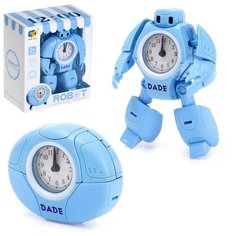 Робот-трансформер Будильник, звуковые эффекты, цвета голубой DADE TOYS