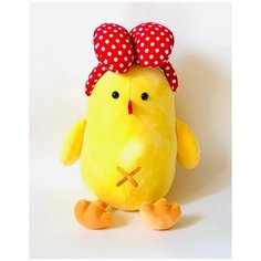 Мягкая игрушка Курица (цыпленок) с красным бантом 47 см ТОМАТО