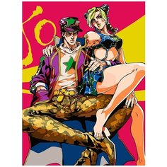 Картина по номерам на холсте аниме JoJo ДжоДжо Джотаро Джованна - 6718 В 30x40