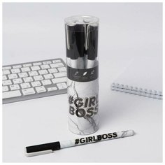 Ручка с колпачком и нанесением soft-touch Girl boss, синяя паста, 0,7 мм, цена за 1 шт Art Fox