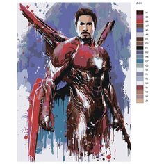 Картина по номерам Z-616 "Роберт Дауни - младший: железный человек" 50х70 Brushes Paints