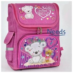 Школьный рюкзак для девочки ортопедический каркасный ранец, Розовый City