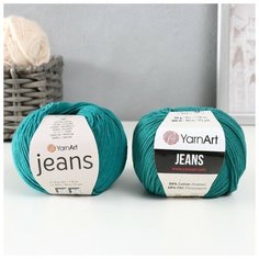 YarnArt Пряжа "Jeans" 55% хлопок, 45% акрил 160м/50гр (63 павлиновый зеленый)