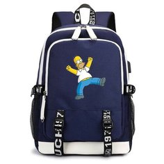Рюкзак Гомер Симпсон (The Simpsons) синий с USB-портом №1 Noname