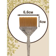 Gera Professional, Кисть , золотисто-коричневая щетина 14 рядов, цвет полупрозрачный с золотыми блестками