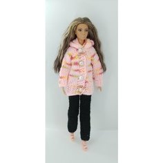 Вязаная куртка для кукол Barbie + вешалка Maryeva