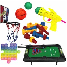 Игровой набор, 5 в 1 , поп ит, игра баскетбол, бильярд, набор инструментов, поп ит Ярик