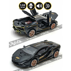 Металлическая машинка BMB 1:32 (16 см) Спорткар Lamborghini Sian FKP 37, чёрный, свет, звук, инерция K3-08-C-3