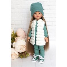 Комплект одежды и обуви для кукол Paola Reina 32-34 см (спорт. костюм+жилет+шапка+кеды), светло-зеленый Favoridolls