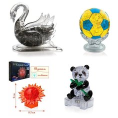 Игрушки классу Модель для сборки комплект новогодний из 4х штук Идеи подарков классу 8 марта Лебедь, Футбольный мяч, Шар Солнце, Панда Iq Toy