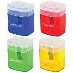 Комплект 3 шт. Точилка STAFF OfficeBox, с контейнером и крышкой, прямоугольная, в упаковке с подвесом, ассорти, 222494