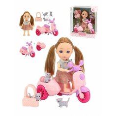 Игровой набор "На прогулке", в комплекте кукла 15 см, предметы 5 шт. Shantou Gepai 91035-A