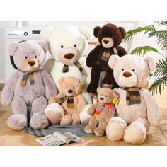 Supertoys Мягкая игрушка Мишка в полосатом шарфике 80 см, 5 цветов 10443 с 3 лет