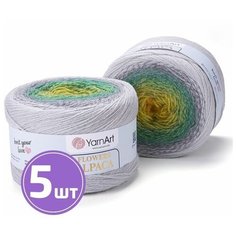 Пряжа для вязания крючком, спицами YarnArt Ярн Арт Ярнарт Flowers Alpaca, тонкая, шерсть, акрил, цвет 424, мультиколор, 5 шт. по 250 г, 940 м