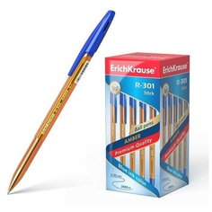 Ручка шариковая ErichKrause R-301 Amber Stick, узел 1.0 мм, чернила синие, длина линии письма 1000 метров, 50 шт.