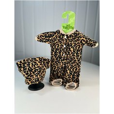 Комплект одежды для кукол и пупсов "Леопард": комбинезон и шапочка, арт. 19 Tukitu