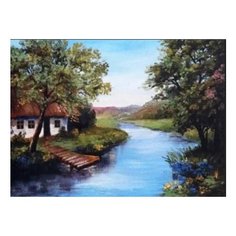 Origami Набор алмазной вышивки Алмазные узоры. Речка в деревне, 07651, 30х40 см