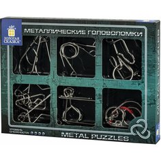 Головоломки металлические для взрослых и детей / развивающие игрушки большие Золотая Сказка, набор 6 штук, Medium level, 664926