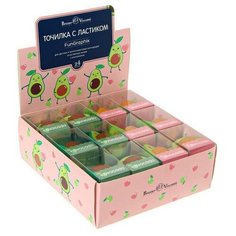 Точилка 1 отверстие с контейнером FunGraphix "Авокадо", с ластиком, микс Bruno Visconti