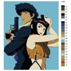 Картина по номерам V-400 "Аниме: Ковбой Бибоп (Cowboy Bebop). Спайк Шпигель и Фэй Валентайн (Spike Spiegel, Faye Valentine)", 40x50 см Brushes Paints