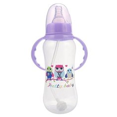 Бутылочка антиколиковая для кормления детей, для молока и воды, с ручками 280 мл ДОМ ШИК