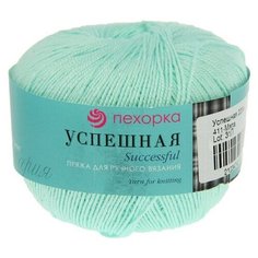 Пряжа "Успешная" 100%мерсеризованный хлопок 220м/50гр(411-Мята) Magic