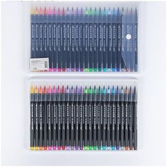 Фломастеры, 24 цвета, в пластиковой коробке, вентилируемый колпачок, "Кисти" (1 шт.) Pro Market