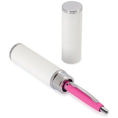 Ручка шариковая автоматическая BrunoVisconti, 1 мм, синяя, в белом круглом тубусе, SAN REMO (фуксия металлический корпус), Арт. 20-0249/112