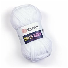 Пряжа для вязания YarnArt Dolce Baby (ЯрнАрт Дольче Беби) - 3 мотка 741 белый, фантазийная, велюровая для игрушек 100% микрополиэстер 85м/50г