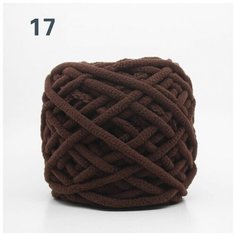 Пряжа синель для рукоделия 90 г / Коричневый 17 Нет бренда
