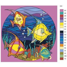 Картина по номерам X-6 "Подводный мир. Рыбы" 40х40 Brushes Paints