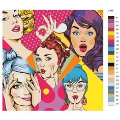Картина по номерам Z-469 "Девушки в стиле поп-арт" 80x80 Brushes Paints