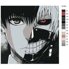 Картина по номерам W-509 "Аниме - Токийский Гуль. Канеки Кен" 70х70 Brushes Paints