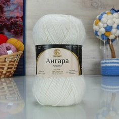 Пряжа камтекс Ангара (Камтекс), белый - 205, 35% мохер, 15% шерсть кроссбред, 50% акрил, 5 мотков, 100 г, 250 м.