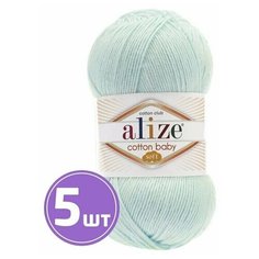Пряжа для вязания крючком, спицами Alize Ализе Cotton Soft Baby тонкая, хлопок/акрил, цвет 514 светло-салатовый, 5 шт. по 100 г, 270 м