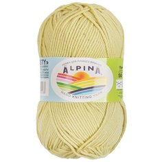 Пряжа для вязания крючком, спицами Alpina Альпина MISTY классическая средняя, хлопок/шерсть, цвет №12 Пыльно-желтый, 105 м, 10 шт по 50 г