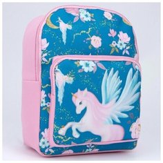 Рюкзак детский, школьный, с карманом "Единорог в цветах", 30 х 22 х 10 см, 1 шт. Nazamok