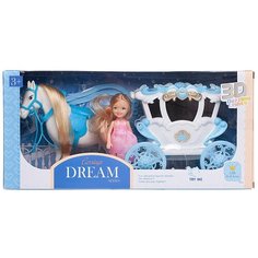 Набор Junfa toys кукла с лошадью и каретой, WK-19074 белый/голубой