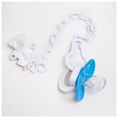 Соска-пустышка силикон ортодонтическая Крошка Я с держателем, с 6 мес, разноцветный