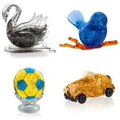 Подарок детям Головоломка комплект новогодний из 4х штук Идея подарка ребенку 8 марта Лебедь, Птичка на ветке, Футбольный мяч, Машина Iq Toy