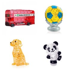 Игрушки детям 3д пазл комплект подарочный 4 пазла Идея подарка родительский комитет Новый год Автобус, Футбольный мяч, Собачка, Панда Со светом Iq Toy
