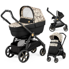 Универсальная коляска Peg-Perego Book Lounge Modular (3 в 1), graphic gold, цвет шасси: черный
