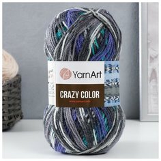 Пряжа "Crazy color" 25% шерсть, 75% акрил 260м/100гр (181 бир-синий), 1шт Yarn Art