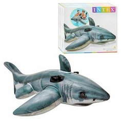Детская надувная игрушка-наездник с ручками "Белая Акула" Intex